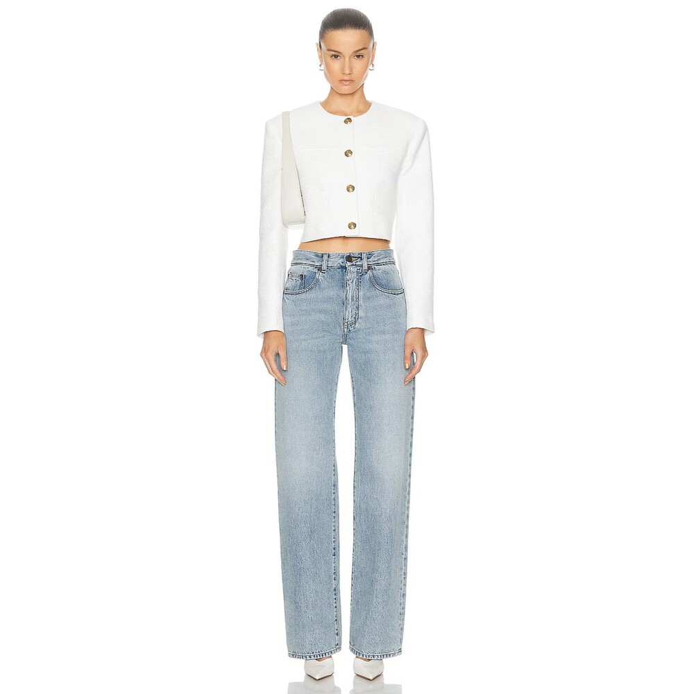 Citizens of Humanity Pia Cropped Jacket Sz Medium White Tweed Boxy Office - Picture 6 of 16
